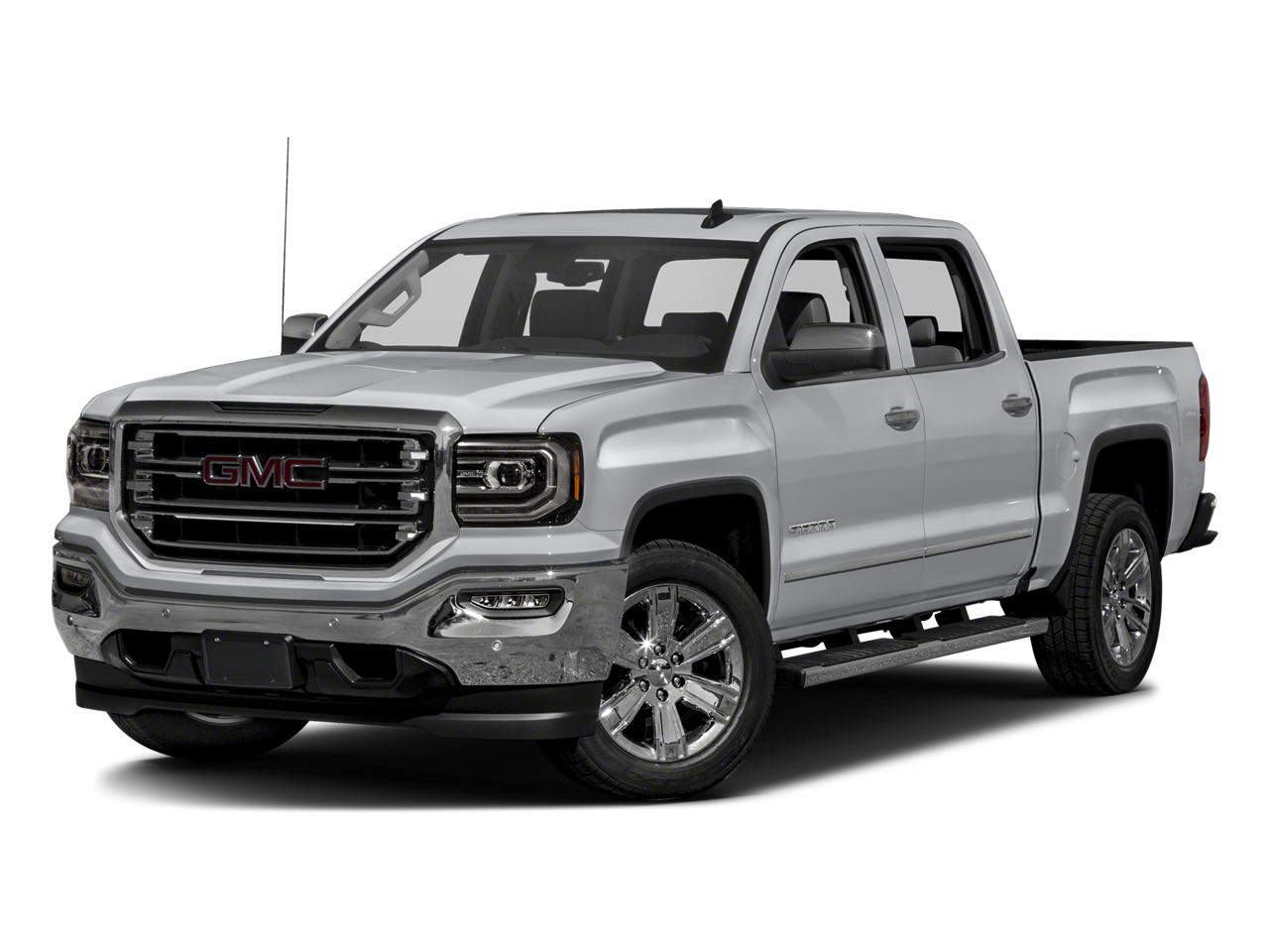 2018 GMC Sierra 1500 SLT in Quicksilver Metallic — front three-quarter view