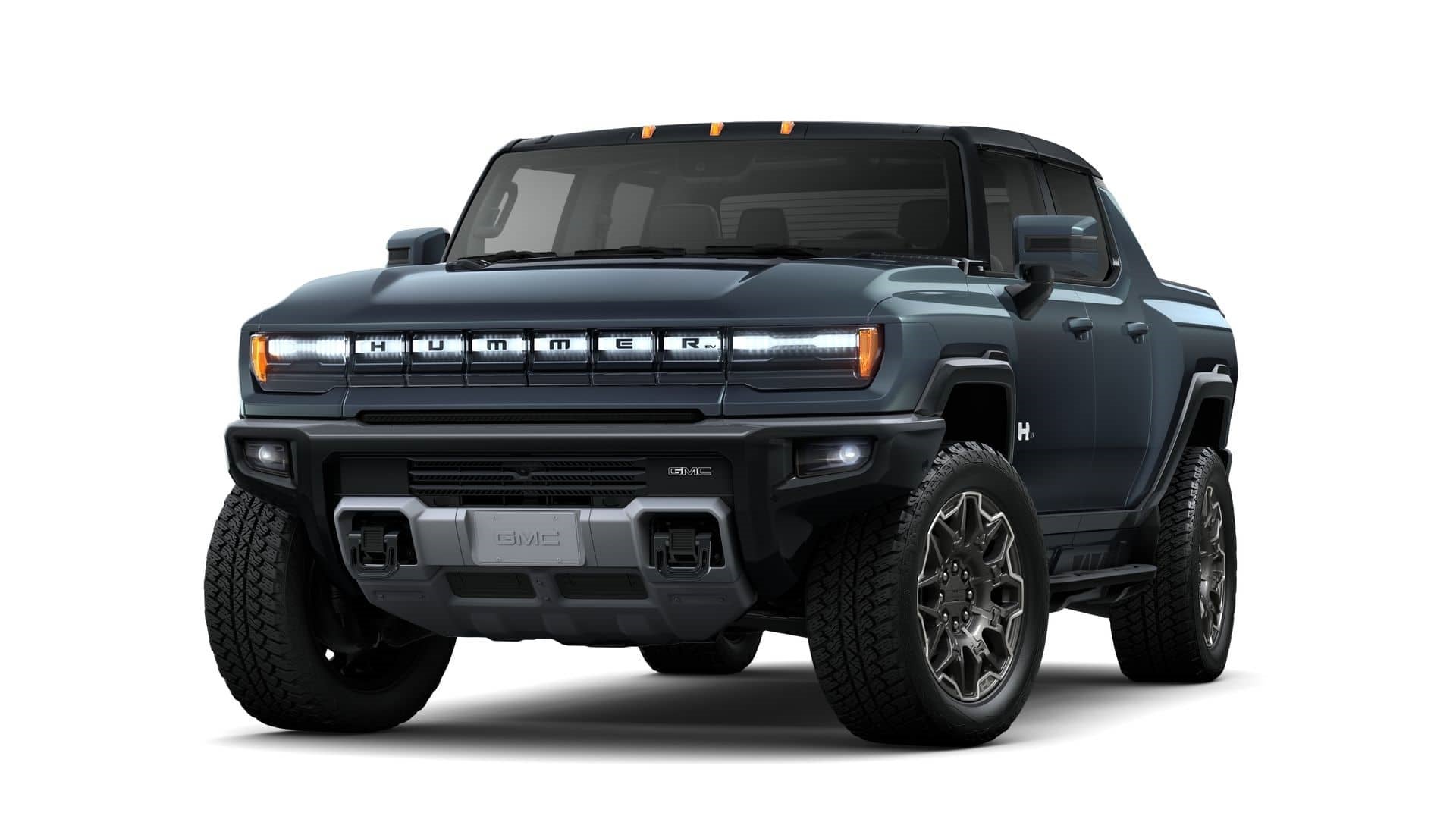 2025 GMC HUMMER EV Pickup 3X in Graphite Blue Metallic — front three-quarter view