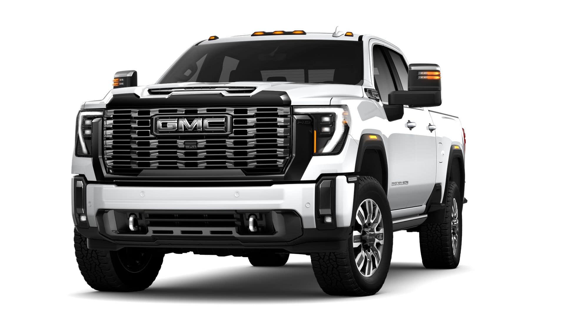 2025 GMC Sierra 3500 HD Denali Ultimate in Summit White — front three-quarter view